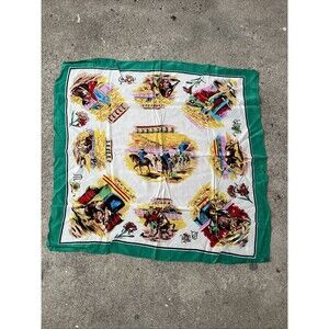 VTG Souvenir ScarfLandmarks Spanish Bullfighters Fiesta Green Border 28” Square